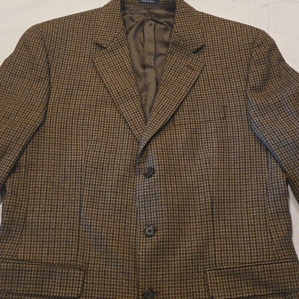 Ralph Lauren Men's Wool/Cashmere Houndstooth Sport‎ Coat Brown 42L